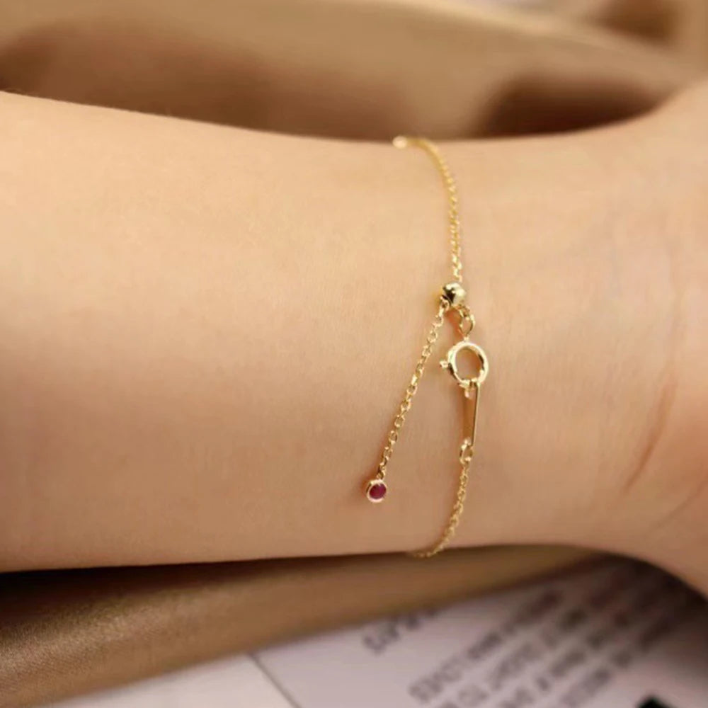 Sterling Silver Four Round Mini Ruby Zircon Bracelet for Women Fashion Niche Light Luxury Exquisite Chain Bracelet