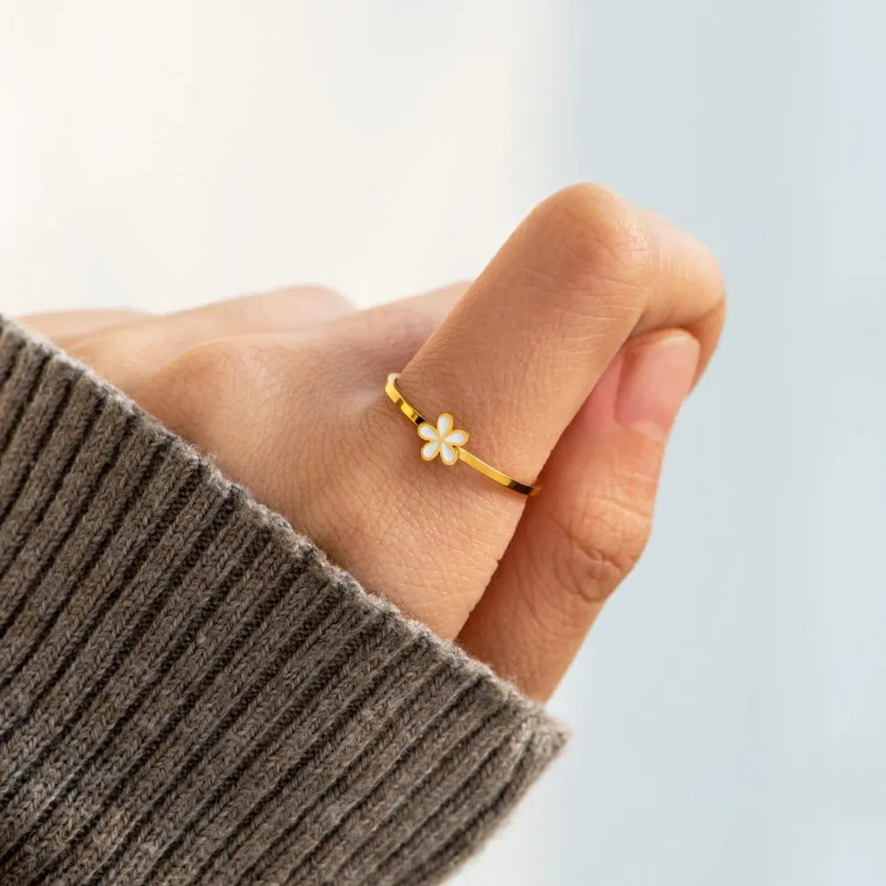 Sterling Silver Enamel Flower Ring