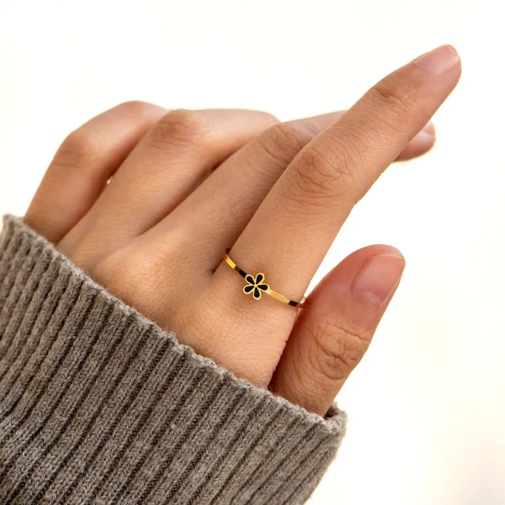 Sterling Silver Enamel Flower Ring