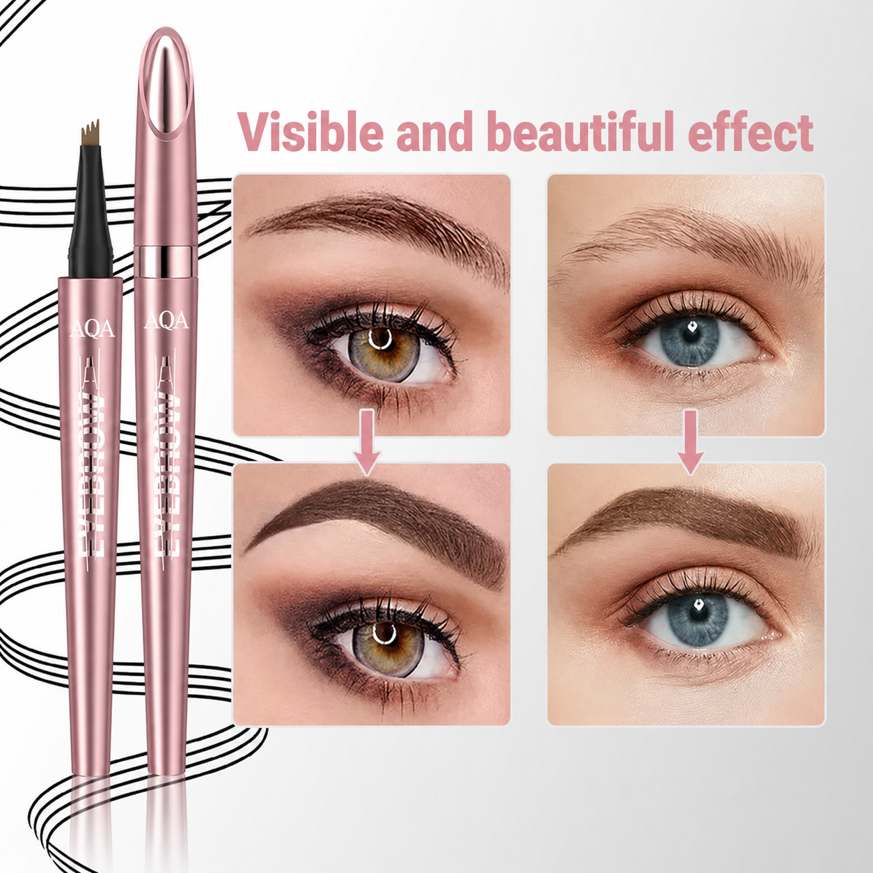 4-Tip Waterproof Eyebrow Pen | Natural Hair-Like Strokes