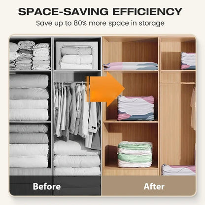 No-Pump Vacuum Storage Bags – Space-Saving Compression Bags for Clothes & Bedding