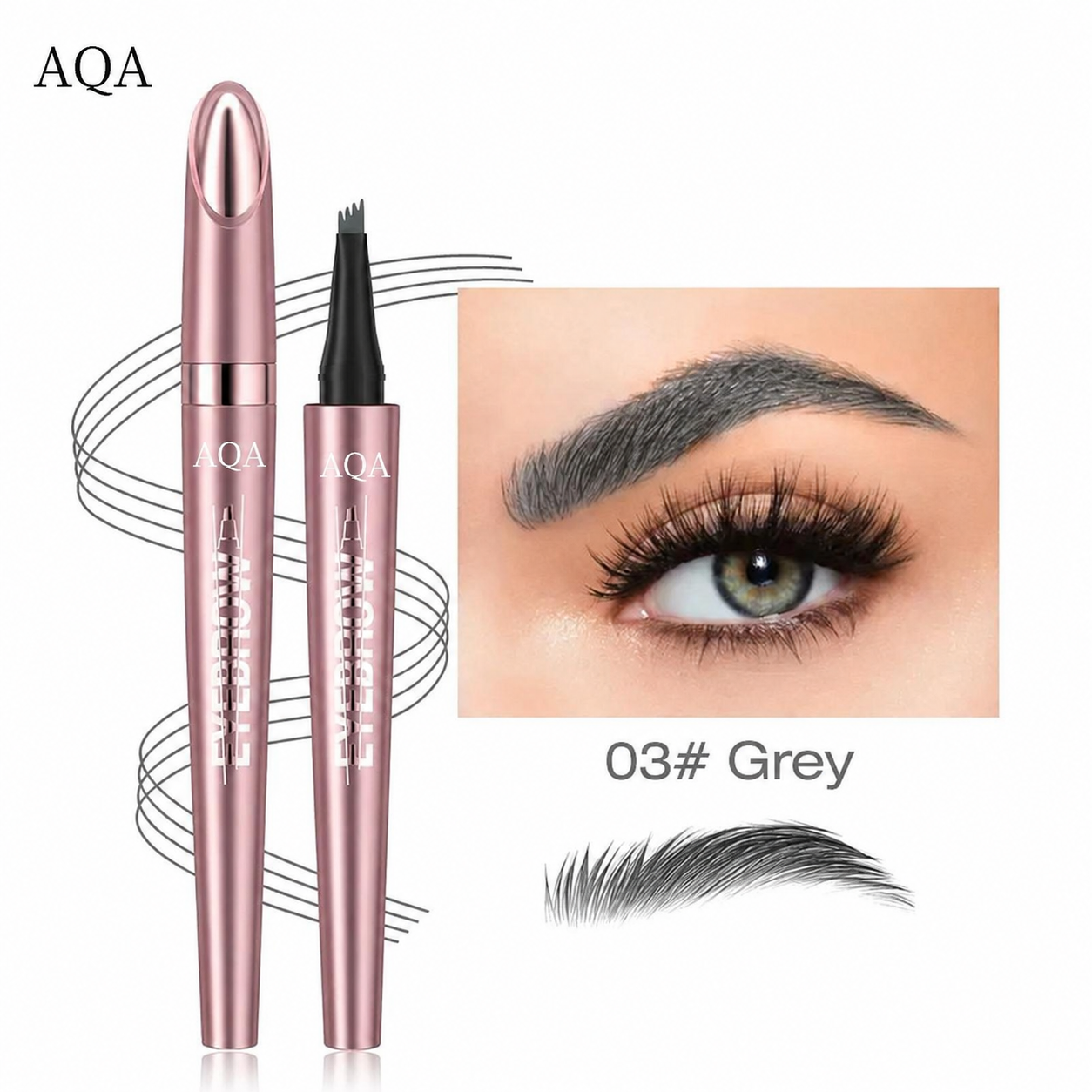 4-Tip Waterproof Eyebrow Pen | Natural Hair-Like Strokes