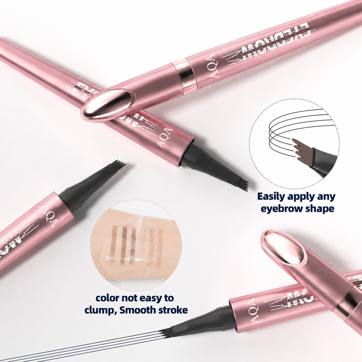 4-Tip Waterproof Eyebrow Pen | Natural Hair-Like Strokes