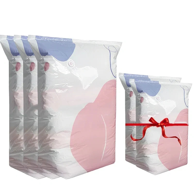 No-Pump Vacuum Storage Bags – Space-Saving Compression Bags for Clothes & Bedding