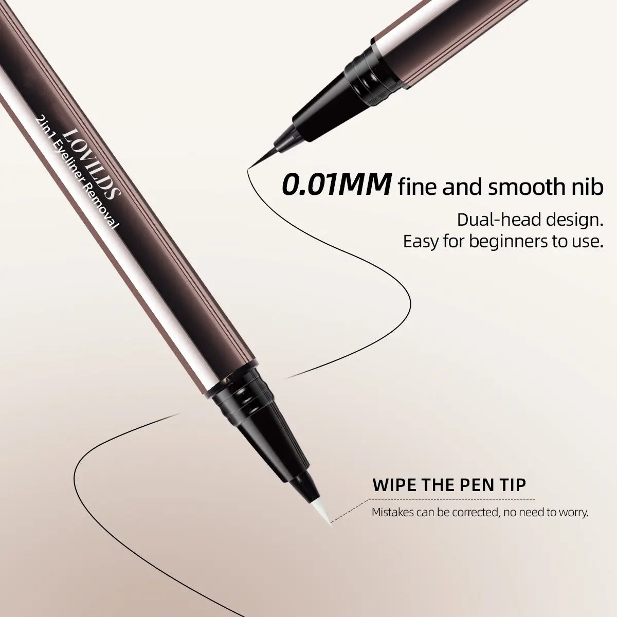 🔥 2-In-1 Waterproof Eyeliner Pen With Correction Tip