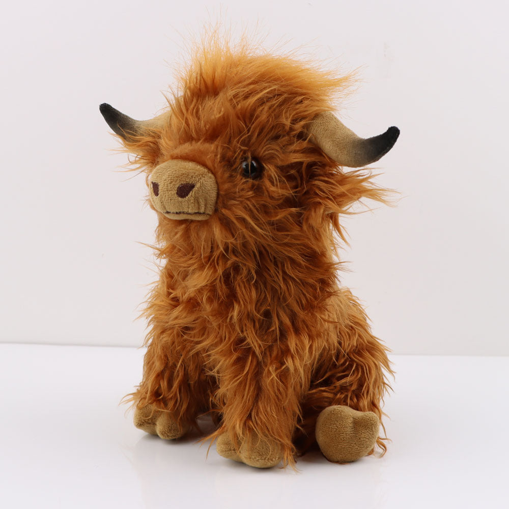 Celeb Highland Cow Plush: Long-Haired Simulation Figurine