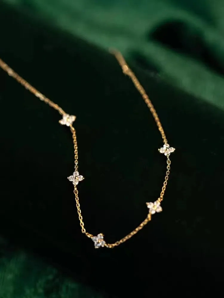 Sterling Silver Five Small Flower Clear Zircon Bracelet Simple INS Gold Silver color Party Wedding Fine Jewelry