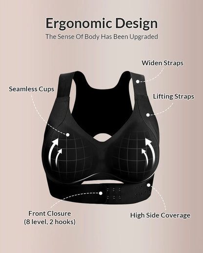 Cross Back Front Closure Wireless Posture Support Bra