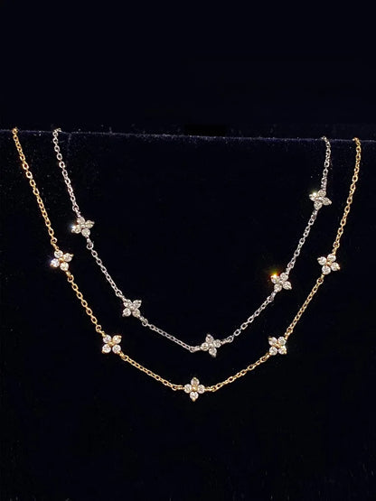 Sterling Silver Five Small Flower Clear Zircon Bracelet Simple INS Gold Silver color Party Wedding Fine Jewelry