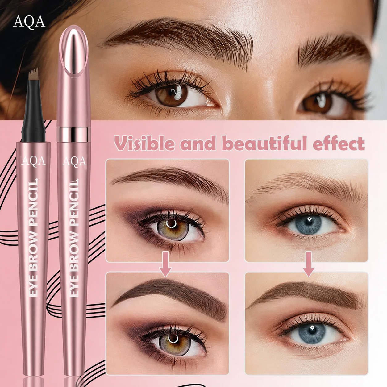 4-Tip Waterproof Eyebrow Pen | Natural Hair-Like Strokes