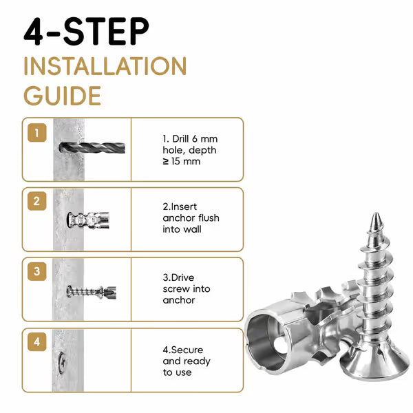 🔩 6×14mm Short Expansion Screw Set for Cabinet Hinge Repair & Stripped Thread Restoration