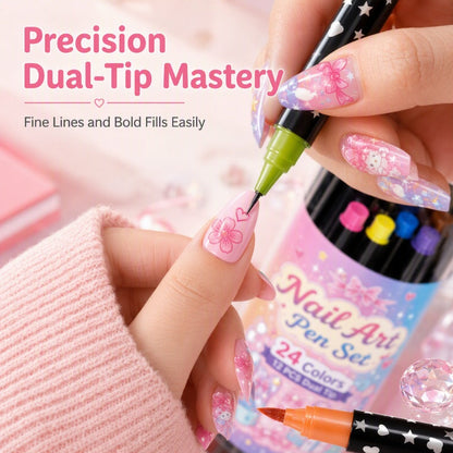 24-Color Dual-Ended Nail Art Pens – Easy DIY Nail Design Set