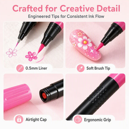 24-Color Dual-Ended Nail Art Pens – Easy DIY Nail Design Set