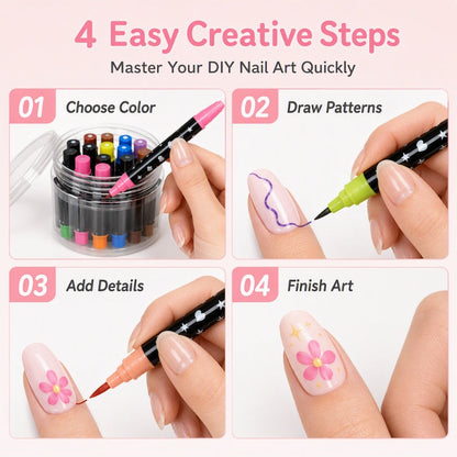 24-Color Dual-Ended Nail Art Pens – Easy DIY Nail Design Set